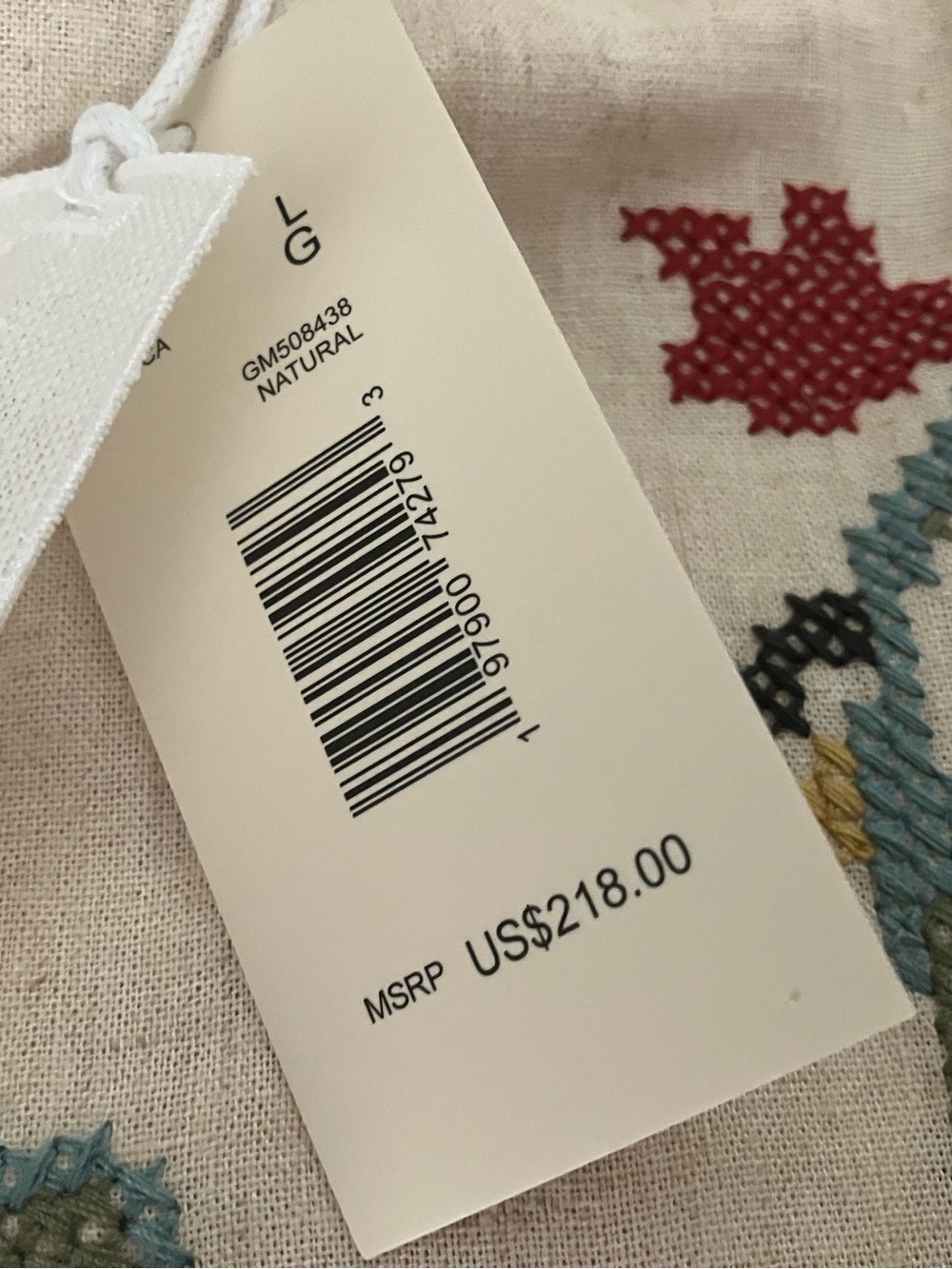 Magaschoni Linen Viscose Cream Embroidered Maxi Dress with Floral Motif NWT L - Picture 12 of 15